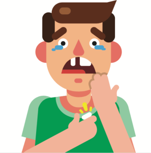 Graphic of a boy with a knocked out tooth